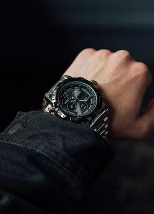 Легендарные мужские часы amst mountain steel., часы с военным дизайном amst mountain steel., в стальном цвете4 фото