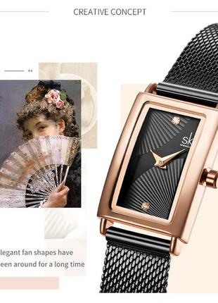 Брендовые женские часы shengke victoria, с кварцевым механизмом shengke victoria, чёрного цвета от shengkе3 фото