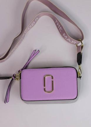 Жіноча сумка marc jacobs logo lilac/white, жіноча сумка маркбалс бузкового/білого кольору