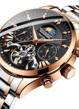 Топовые мужские часы guanquin prestige gold, надёжные часы guanquin prestige gold, часы с японским механизмом.