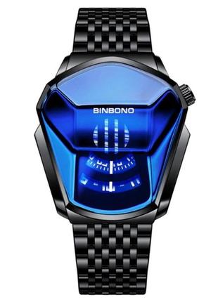 Яскравий чоловічий годинник hemsut binbono black, годинник з футуристичним дизайном hemsut binbono black, відомий годинник2 фото