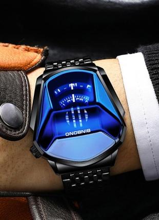 Яскравий чоловічий годинник hemsut binbono black, годинник з футуристичним дизайном hemsut binbono black, відомий годинник8 фото