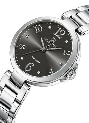 Брендові жіночі годинники naviforce california, стильний годинник naviforce california, сріблястий годинник, від бренду naviforce.