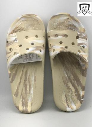 Крокс шльопанці бежеві  слайди crocs slide classic marbled  bone / multi2 фото