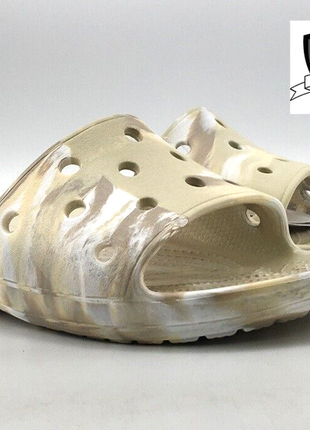 Крокс шльопанці бежеві  слайди crocs slide classic marbled  bone / multi7 фото
