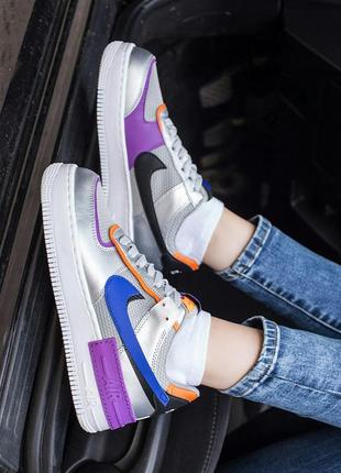 Шикарные кроссовки nike air force 1 shadow metallic silver кросівки7 фото