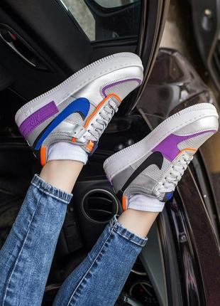 Шикарные кроссовки nike air force 1 shadow metallic silver кросівки2 фото