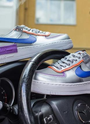 Шикарные кроссовки nike air force 1 shadow metallic silver кросівки9 фото