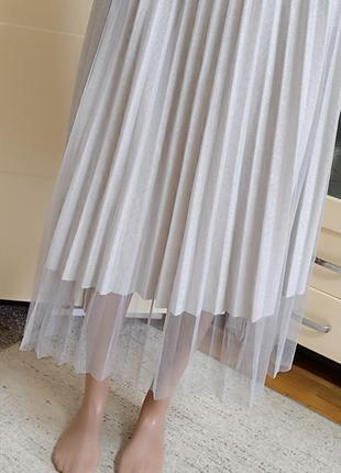Легкая серебряная плиссе фатин юбка house m3 фото