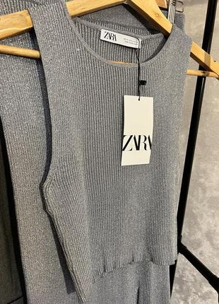 Комплект топ юбка в рубчик з люрексом zara3 фото