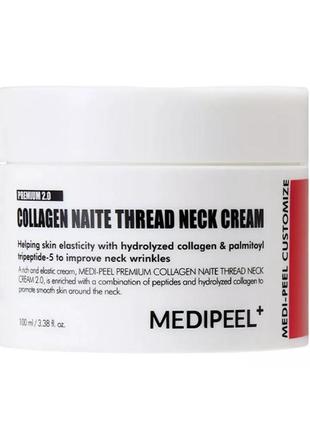 Пептидный крем для шеи и декольте medi-peel premium collagen naite thread neck cream 2.0 100ml