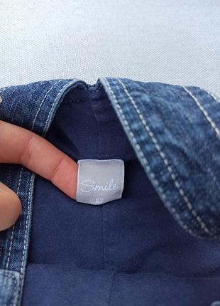 Детский джинсовый комбинезон с подкладкой 0-3 мес утепленный теплый для новорожденного мальчика4 фото