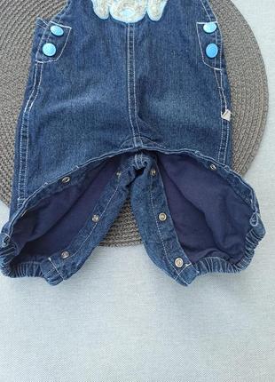 Детский джинсовый комбинезон с подкладкой 0-3 мес утепленный теплый для новорожденного мальчика3 фото
