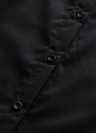 Жіноча сорочка чорна 7301 короткі рукава з карманом класична рубашка оверсайз6 фото