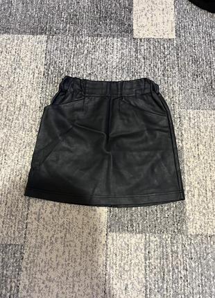 Юбка юбка мини черная кожаные эко кожа мына xs2 фото