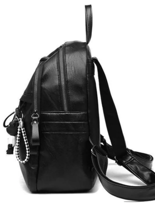 Жіночий рюкзак  з екошкіри  чорний3 фото