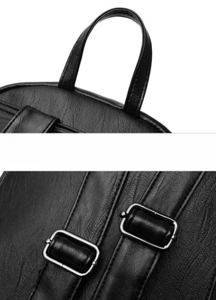 Жіночий рюкзак  з екошкіри  чорний4 фото