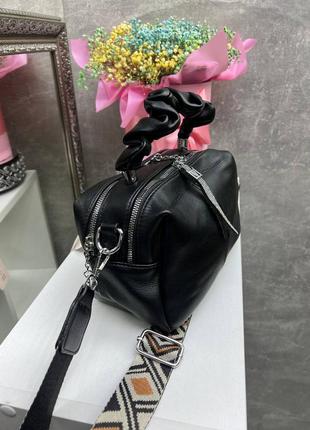 Женская стильная и качественная сумка из эко кожи на 2 отдела серо-пудровый6 фото