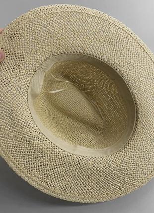 Женская летняя шляпа федора тканая mizo bang бежевая5 фото