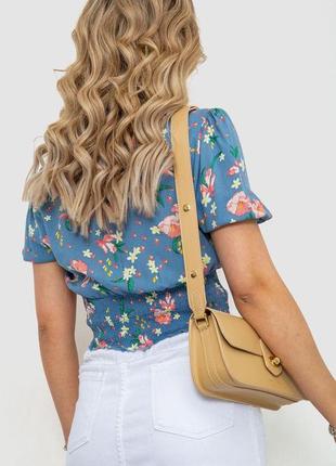 Блуза-топ с цветочным принтом, цвет джинс, 244r0674 фото