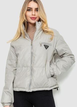 Куртка женская из мягкой экокожи, цвет светло-серый, 186r0951 фото