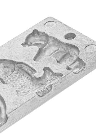 Алюмінієва форма для виготовлення льодяників та цукерок «ведмедик, рибка, білочка» на 6 цукерок9 фото