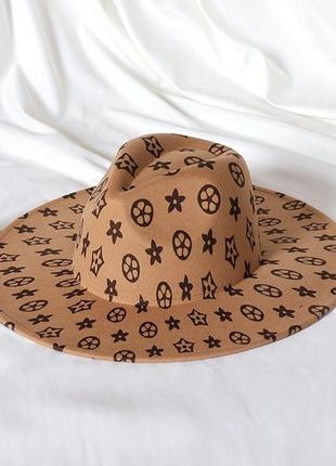 Шляпа федора унисекс с широкими полями 9,5 см с принтом brand