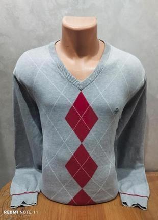 Традиционного британского стиля хлопковый пуловер в ромбик бренда riley1 фото