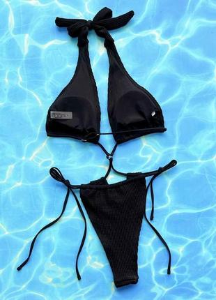 Женский совместный купальник монокини из жатой ткани reaping черный5 фото