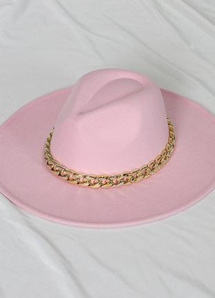 Шляпа федора унисекс с широкими полями 9,5 см golden розовая