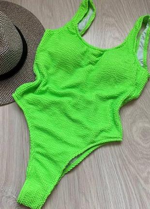 Женский совместный купальник жатка beach bikini салатовый6 фото