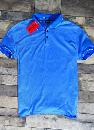 Мужская модная футболка поло  hugo boss оригинал германия в синем цвете размер l