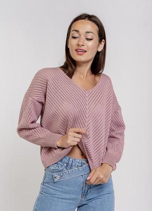 Женский вязаный ажурный пуловер1 фото
