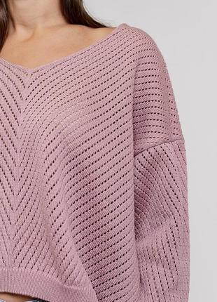 Женский вязаный ажурный пуловер4 фото