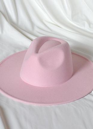 Шляпа федора унисекс с широкими полями 9,5 см original розовая