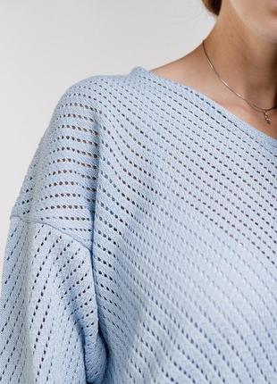 Женский вязаный ажурный пуловер3 фото