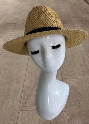 Женская летняя шляпа федора тканая mizo bang кофе с молоком7 фото