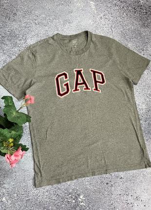 Серая футболка мужская с большим логотипом gap (оригинал)