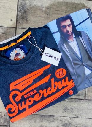 Мужская хлопковая модная винтажная футболка superdry в сером цвете размер xl1 фото