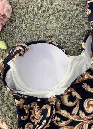 Женский совместный купальник с плотными чашками и узорами baroque черный2 фото