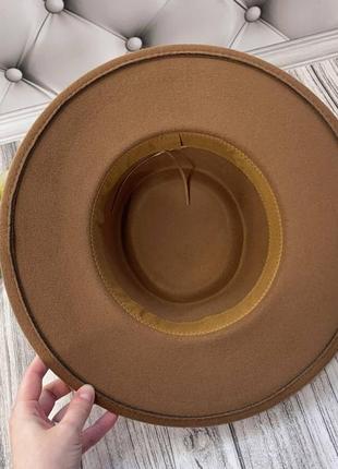 Шляпа канотье унисекс с круглой тульей и широкими полями 8 см капучино4 фото