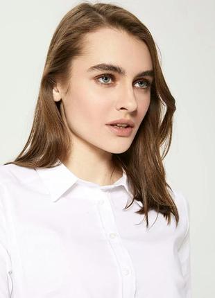 Белая женская рубашка defacto/дефакто с отложным воротником5 фото