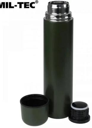 Термос сталевий з кухлем sturm mil-tec olive 1 л, військовий термос олива, туристичний термос з помпою5 фото