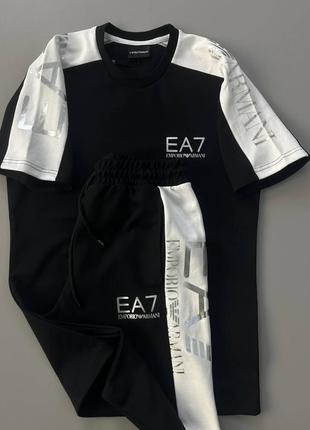 Літній костюм чоловічий emporio armani ea7 black! костюм літній чоловічий футболка+шорты! якість преміум in stock!