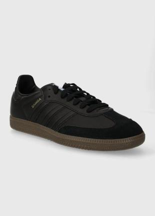 Кожаные кроссовки adidas originals samba og цвет чёрный ie34381 фото