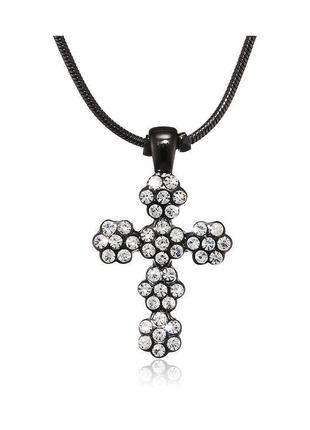 Цепочка жгут с крестиком гематит, кристаллы pilgrim дания элитная бижутерия