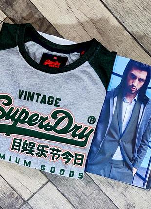 Мужская хлопковая модная винтажная футболка superdry в сером цвете размер l