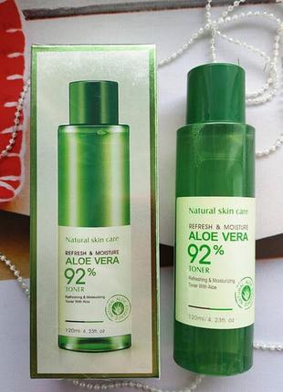 Увлажняющий восстанавливающий тонер для лица refresh&moisture aloe vera 92%3 фото