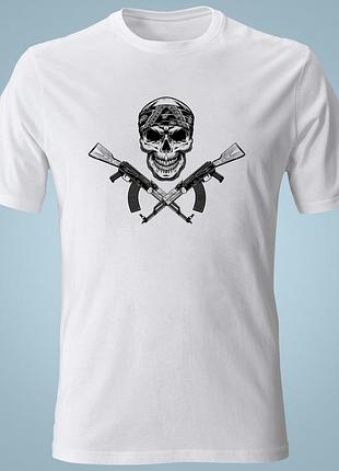 Футболка з принтом череп у бандані з автоматами. xxl