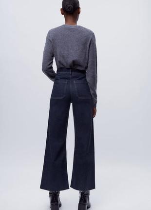 Джинсы zara zw collection marine straight-leg high-waist jeans with pockets прямые уровни широкие6 фото